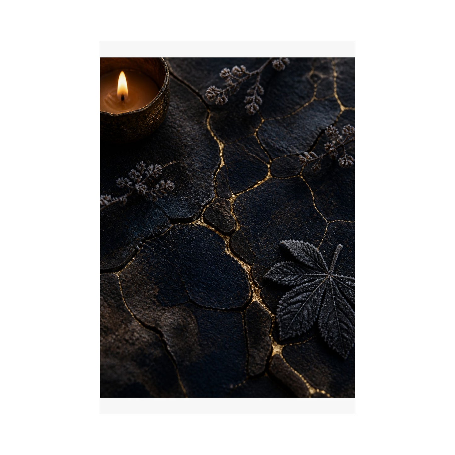 Luxurious Cracked Earth Wall Art Print - Moody Minimal Dark Japandi