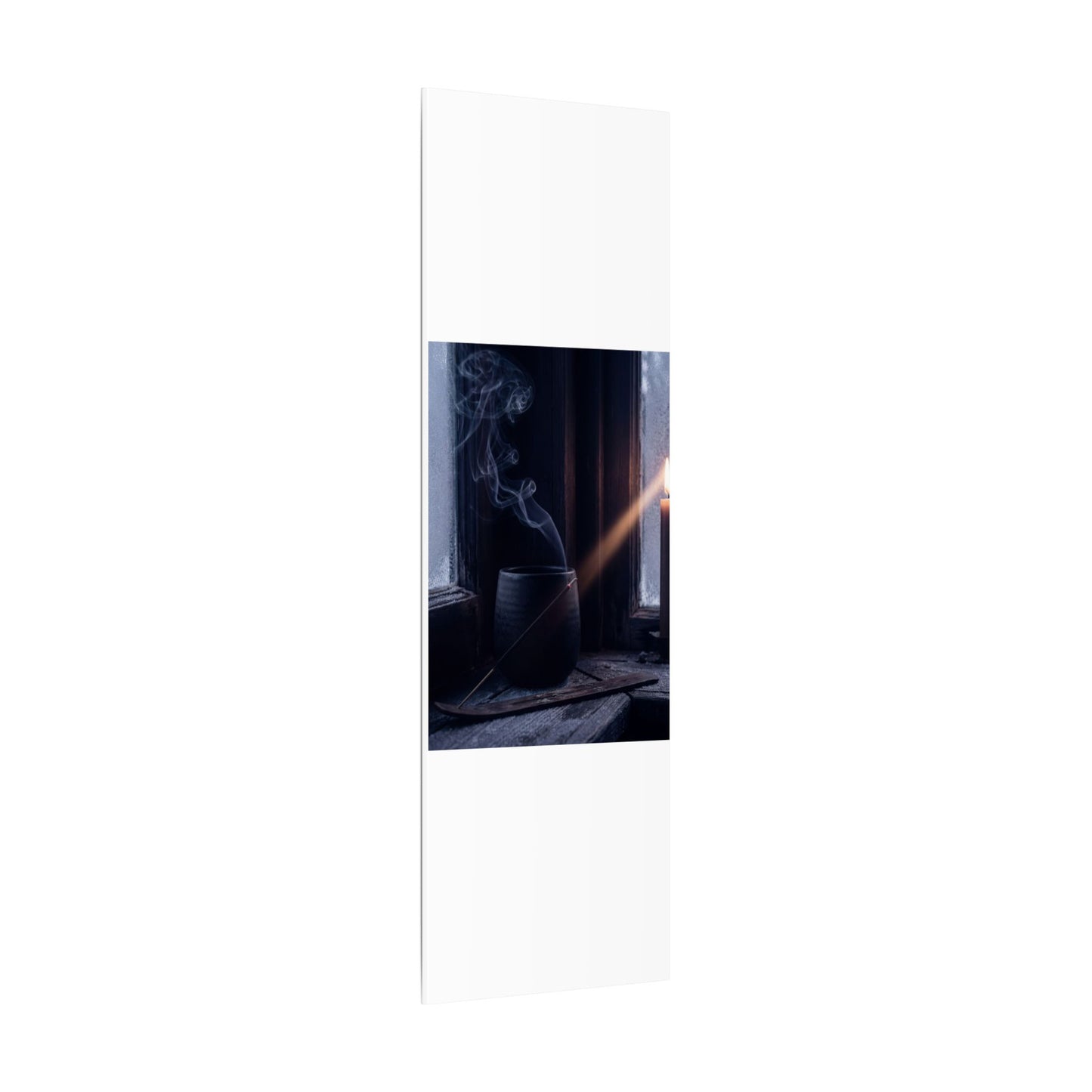 Incense Smoke Winter Canvas Art | Dark Japandi Sophisticated Design