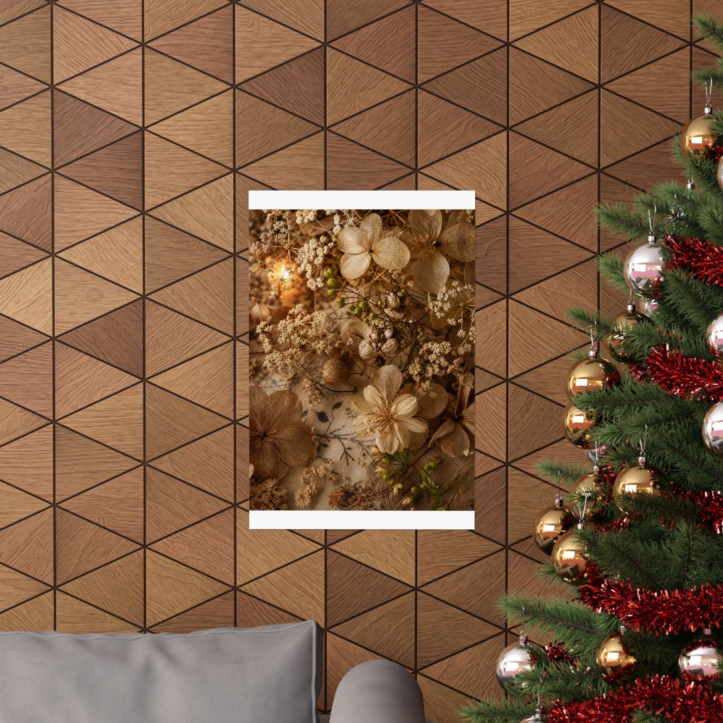 Candlelight Dried Flowers Wall Art Print - Japandi Fukinsei
