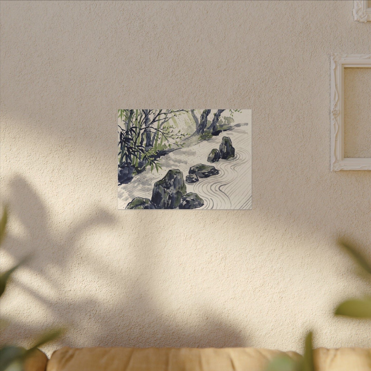 Dappled Rock Garden Canvas Art - Zen Mono No Aware