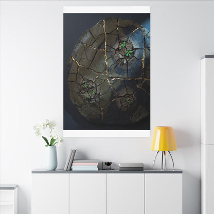 Dark Japandi Cracked Earth in Moonlight | Moody Minimal Canvas Art