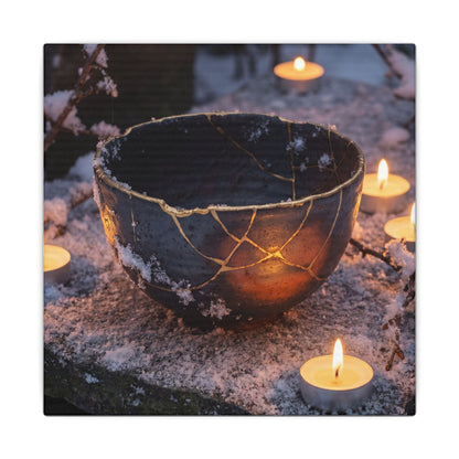Ceramic Bowl Gold Repair Canvas Art | Beautiful Kintsugi Art