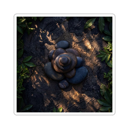 River Stones Summer Sticker | Dark Japandi Atmospheric Design Art Print