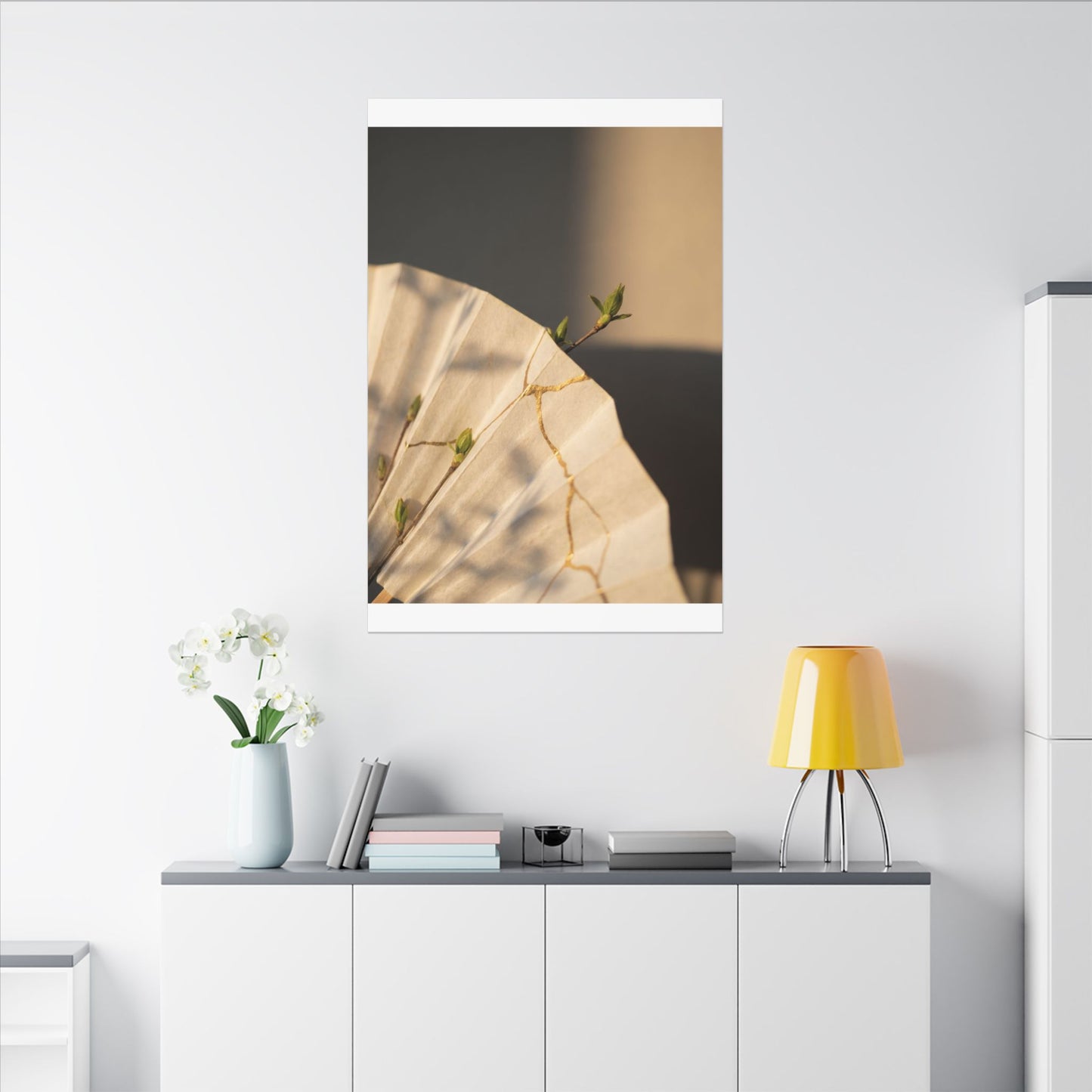 Paper Fold Gold Vein Canvas Art | Healing Kintsugi Art