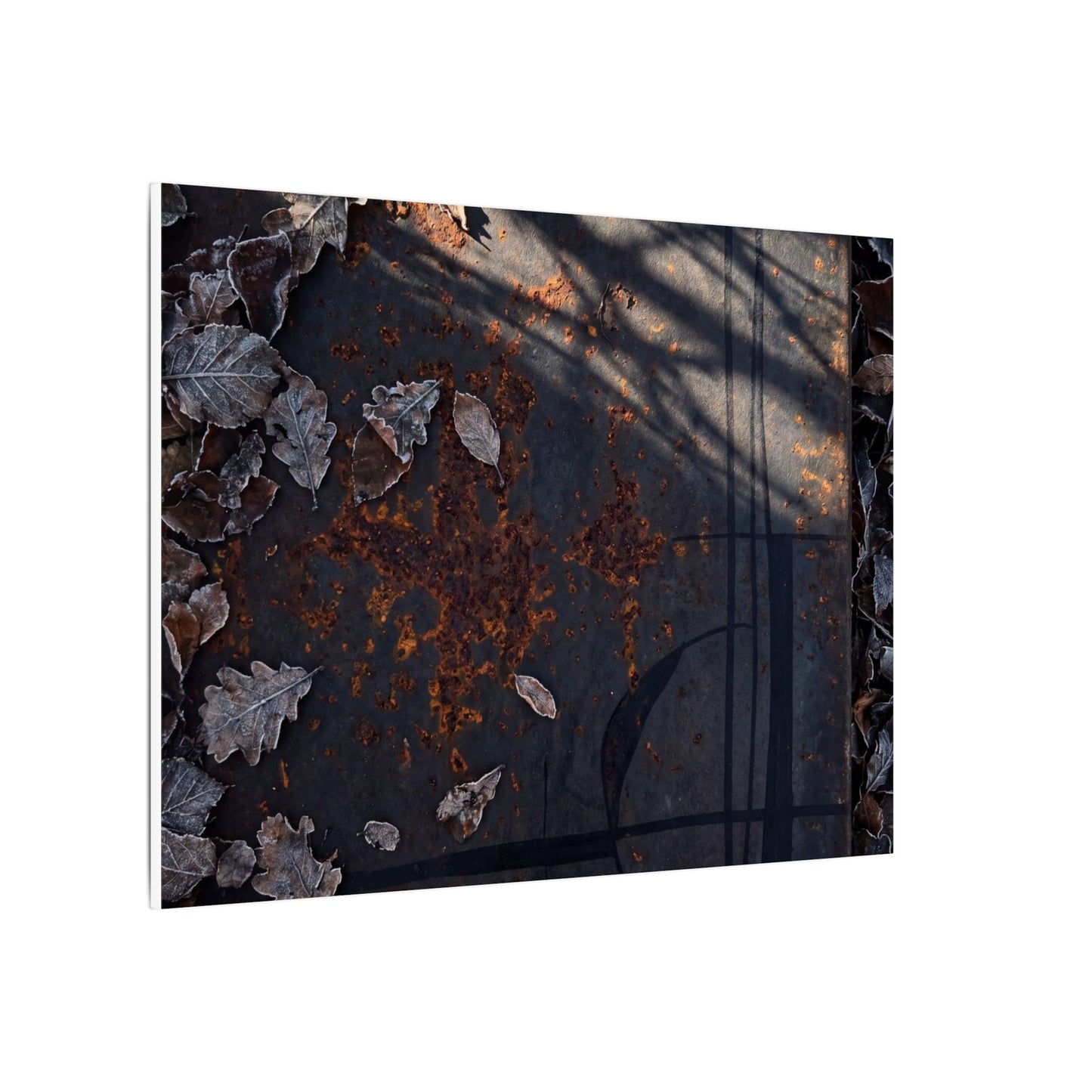Shibui Rust Patina Canvas Art - Dark Japandi Charcoal Ink