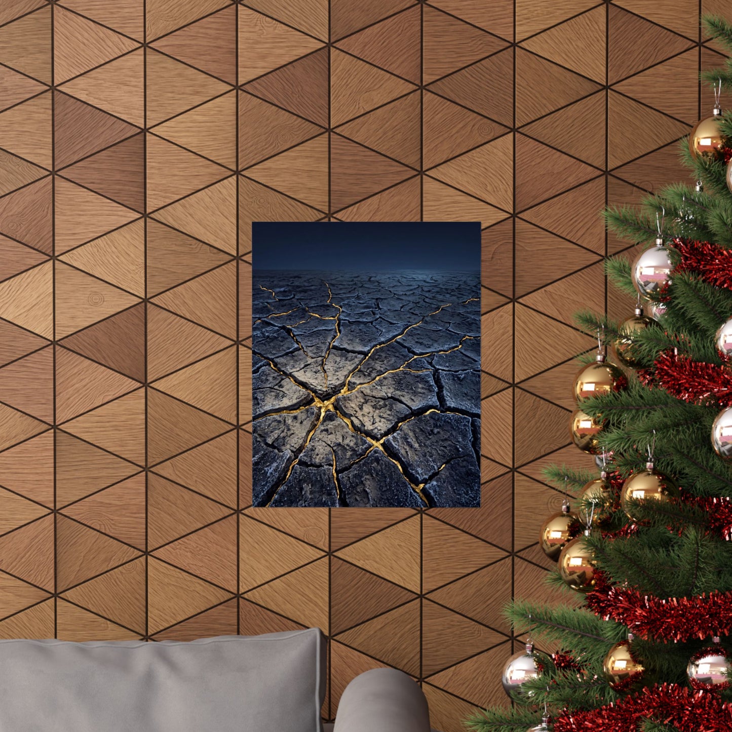 Ma Cracked Earth Wall Art Print - Kintsugi Broken Beauty