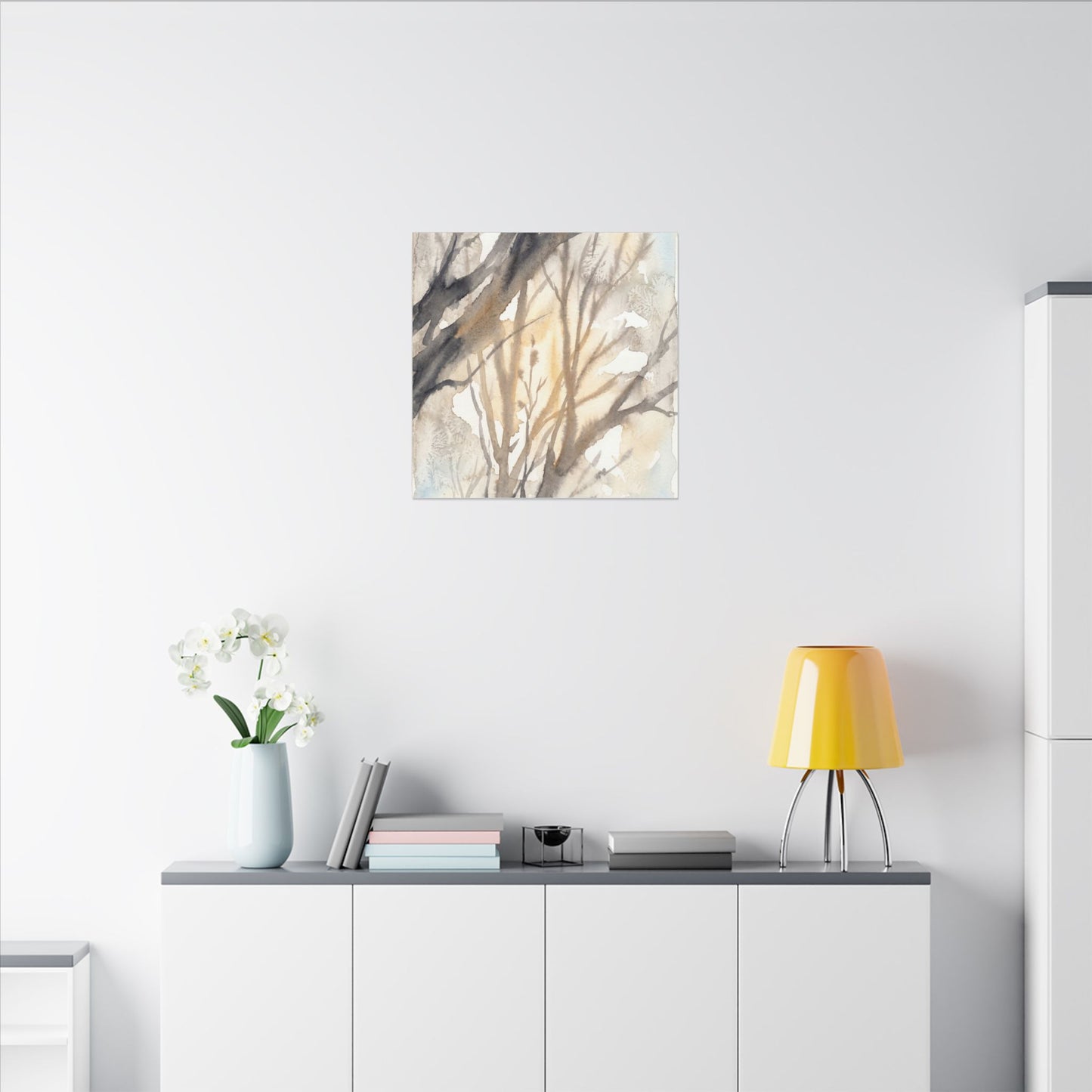 Ma Shadow Play Canvas Art - Japandi Watercolor