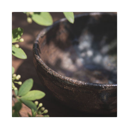 Ceramic Bowl Shadow Zen Canvas Art | Moody Dark Japandi Art