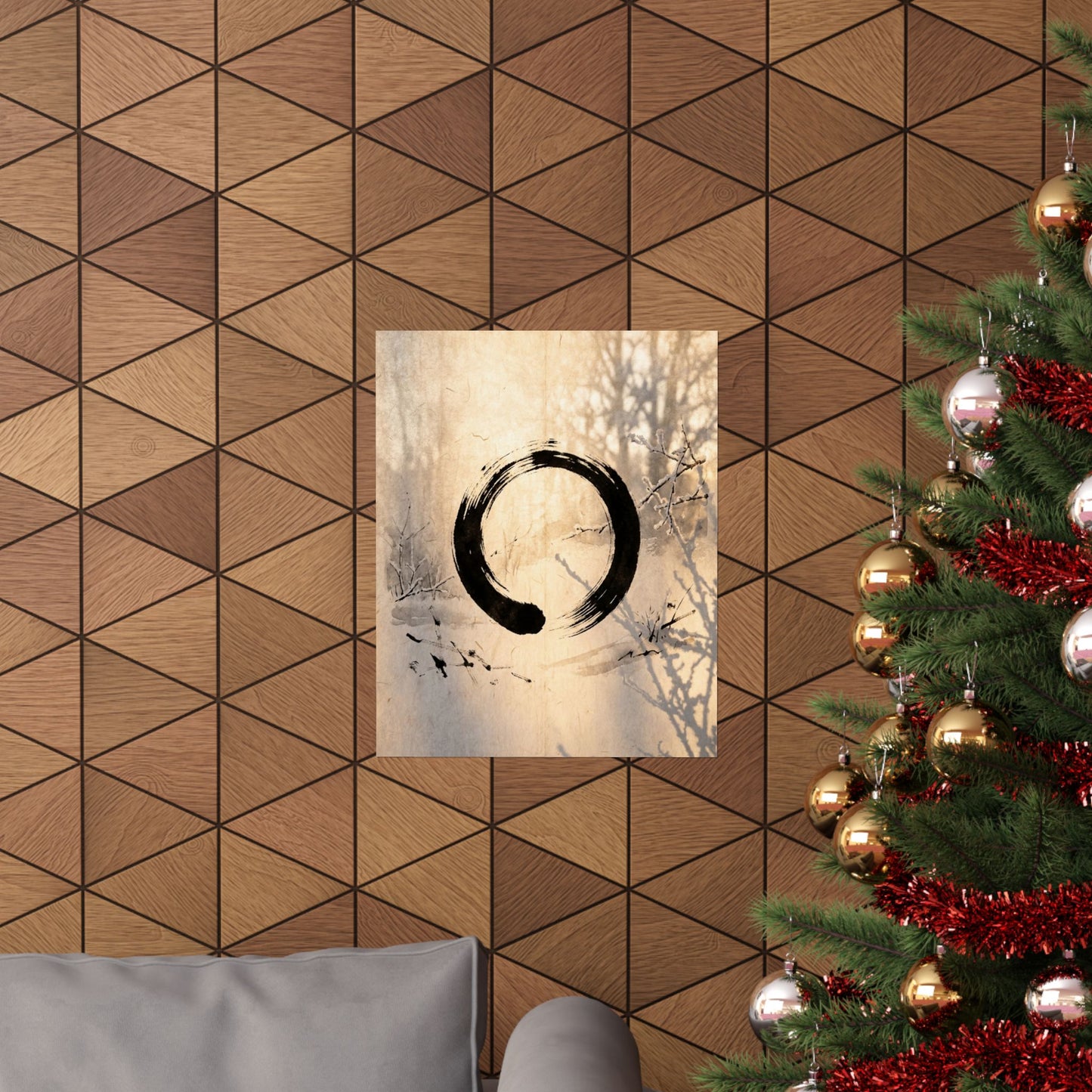 Shoji Screen Wall Art Print | Winter Zen Enso Art