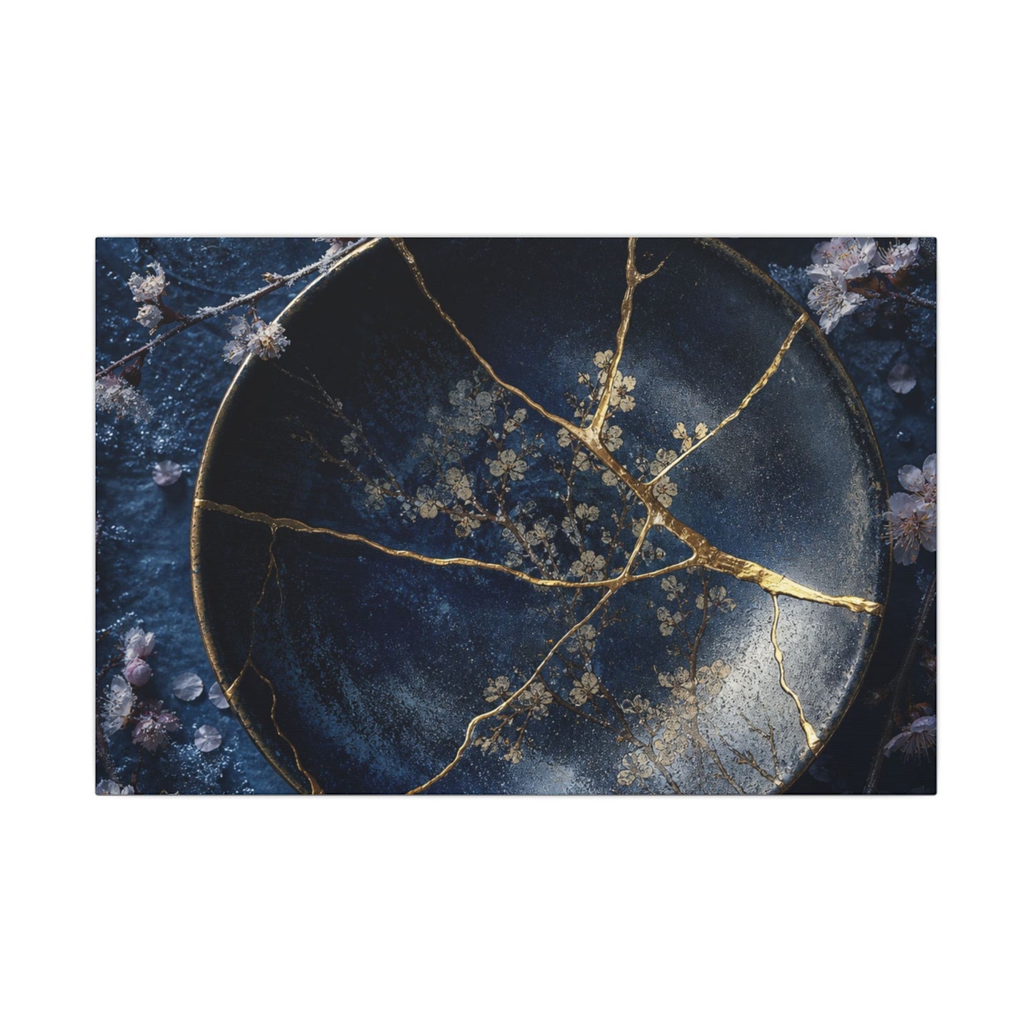 Cherry Blossom Winter Canvas Art | Kintsugi Philosophical Design