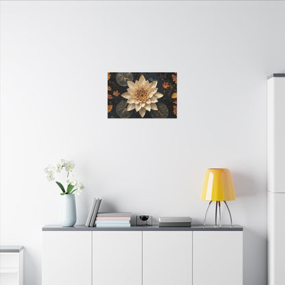 Kintsugi Lotus Flower in Dappled | Gold Repair Canvas Art