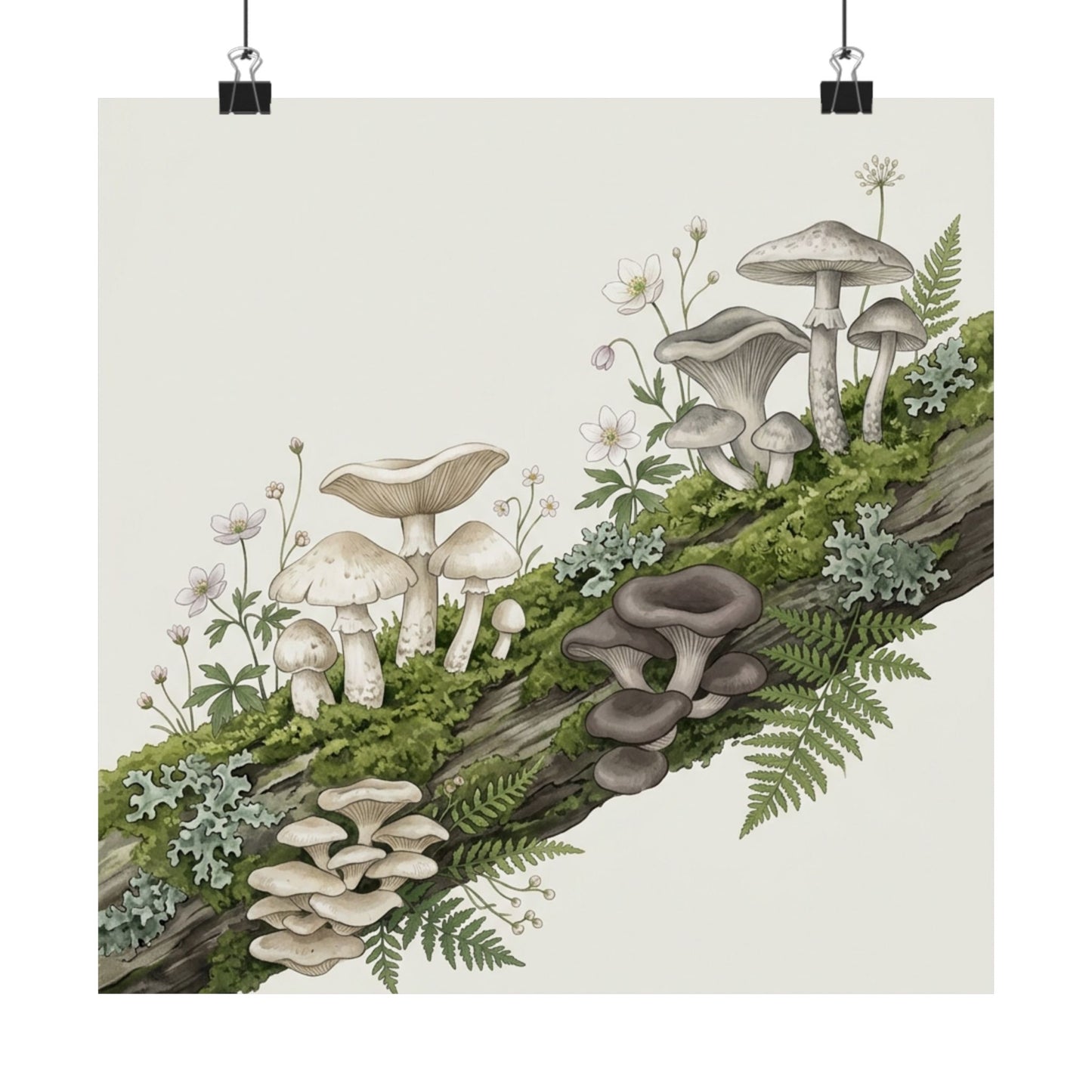 Ma Wild Mushrooms Wall Art Print - Japandi Watercolor Art Print