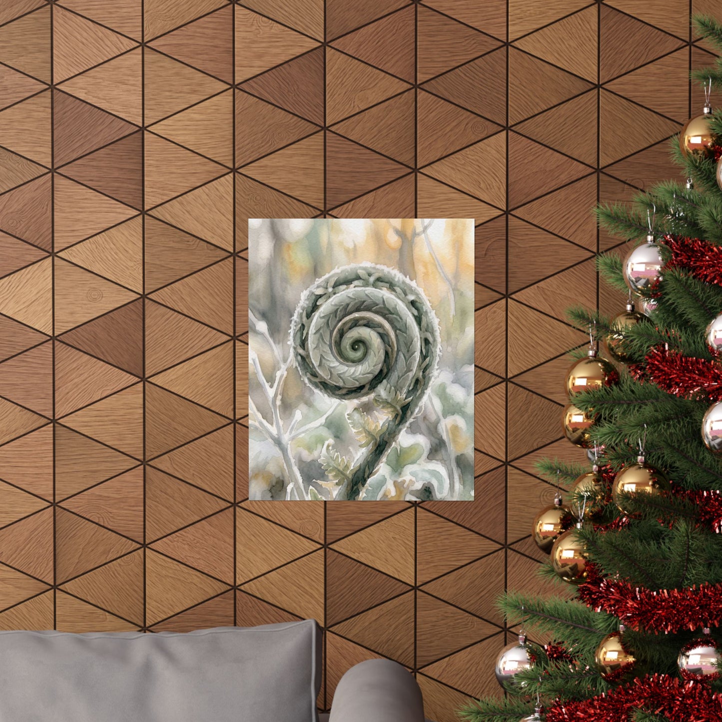 Fern Unfurling Wall Art Print | Winter Japandi Watercolor Art