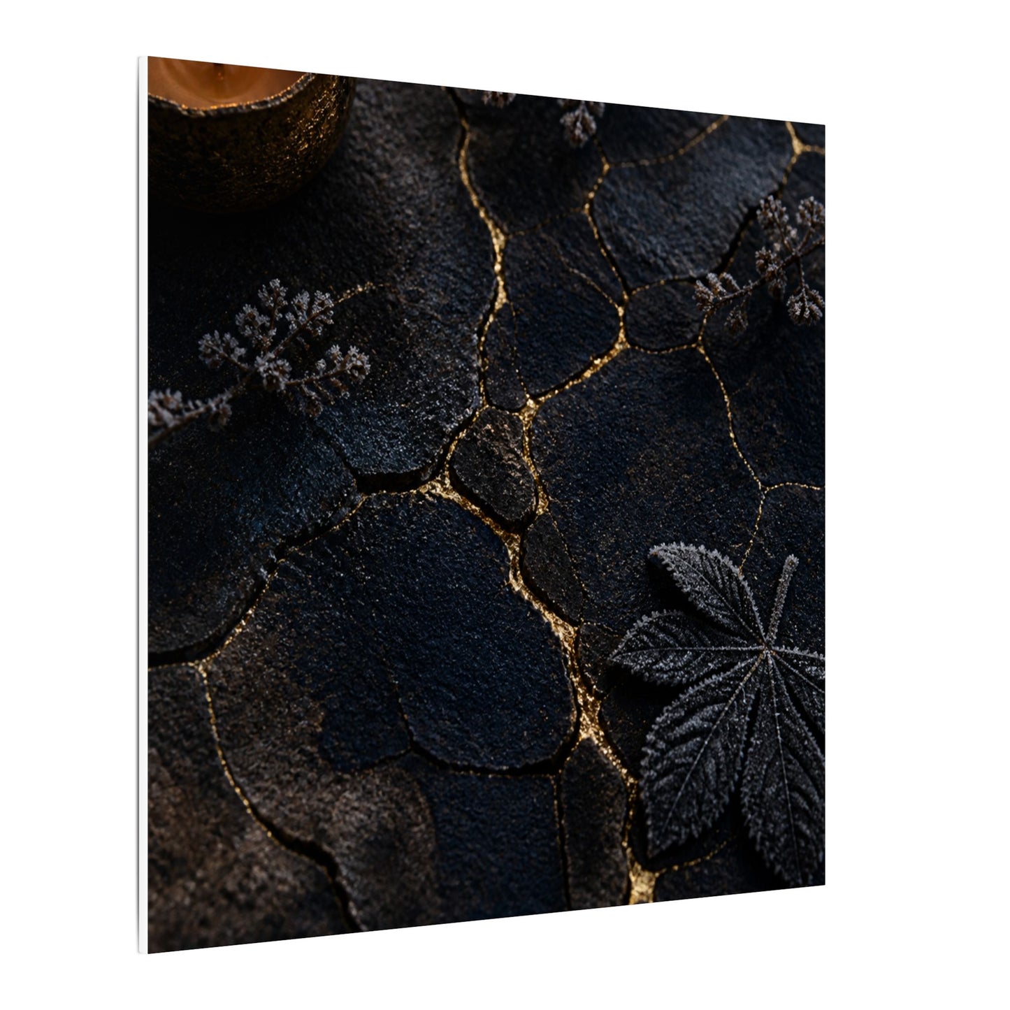 Candlelight Cracked Earth Canvas Art - Dark Japandi Ma