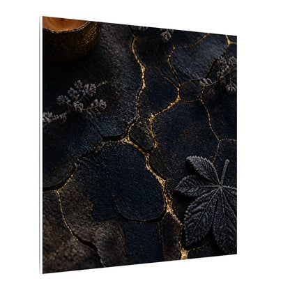 Candlelight Cracked Earth Canvas Art - Dark Japandi Ma