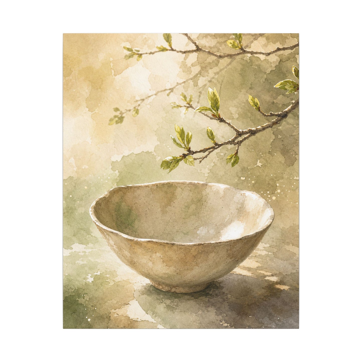 Warm Ceramic Bowl Canvas Art - Watercolor Japandi