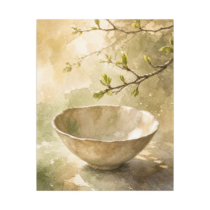 Warm Ceramic Bowl Canvas Art - Watercolor Japandi