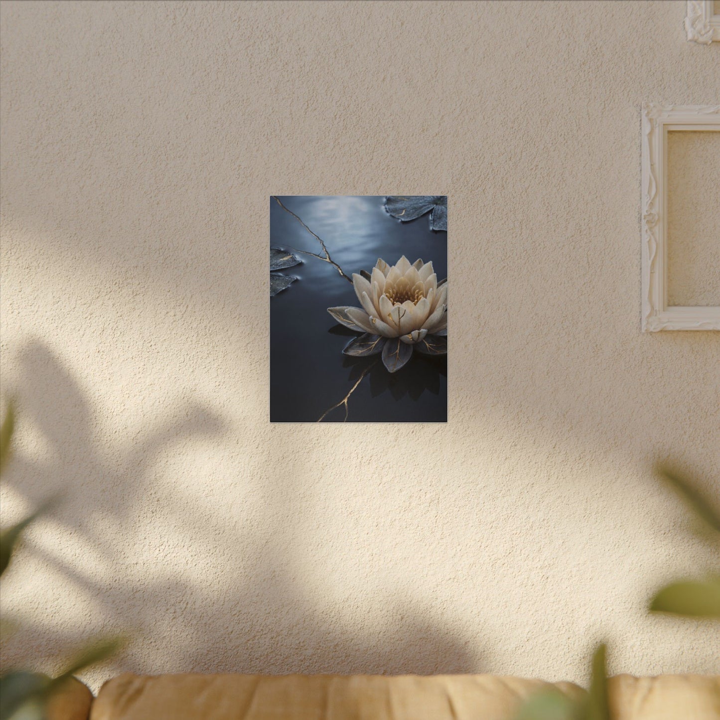 Beautiful Lotus Flower Canvas Art - Gold Vein Kintsugi
