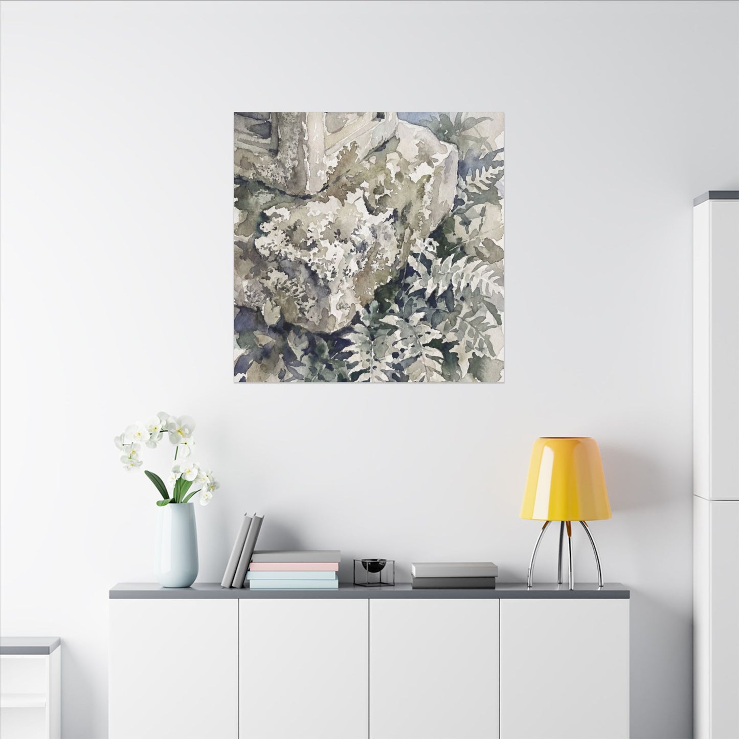 Stone Lantern Watercolor Canvas Art | Elegant Japandi Art
