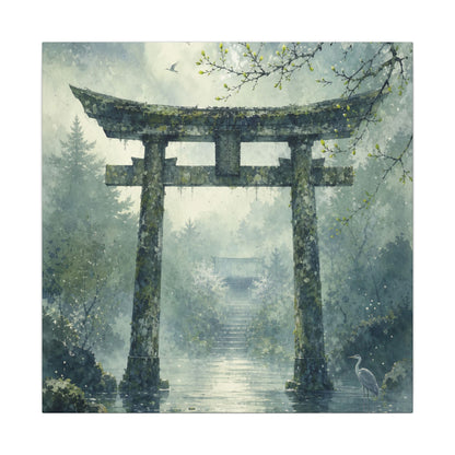 Earthy Torii Gate Canvas Art - Watercolor Japandi
