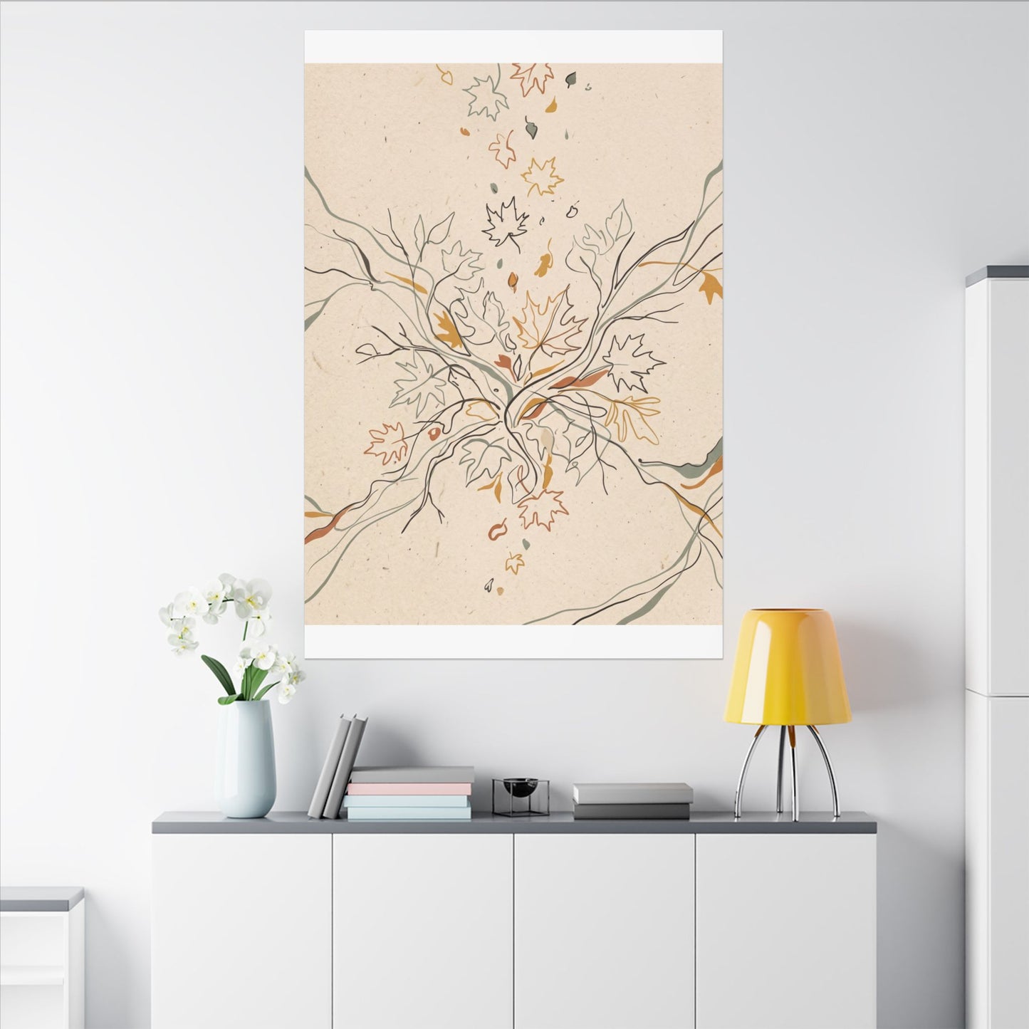 Warm Shadow Play Canvas Art - Minimal Line Japandi