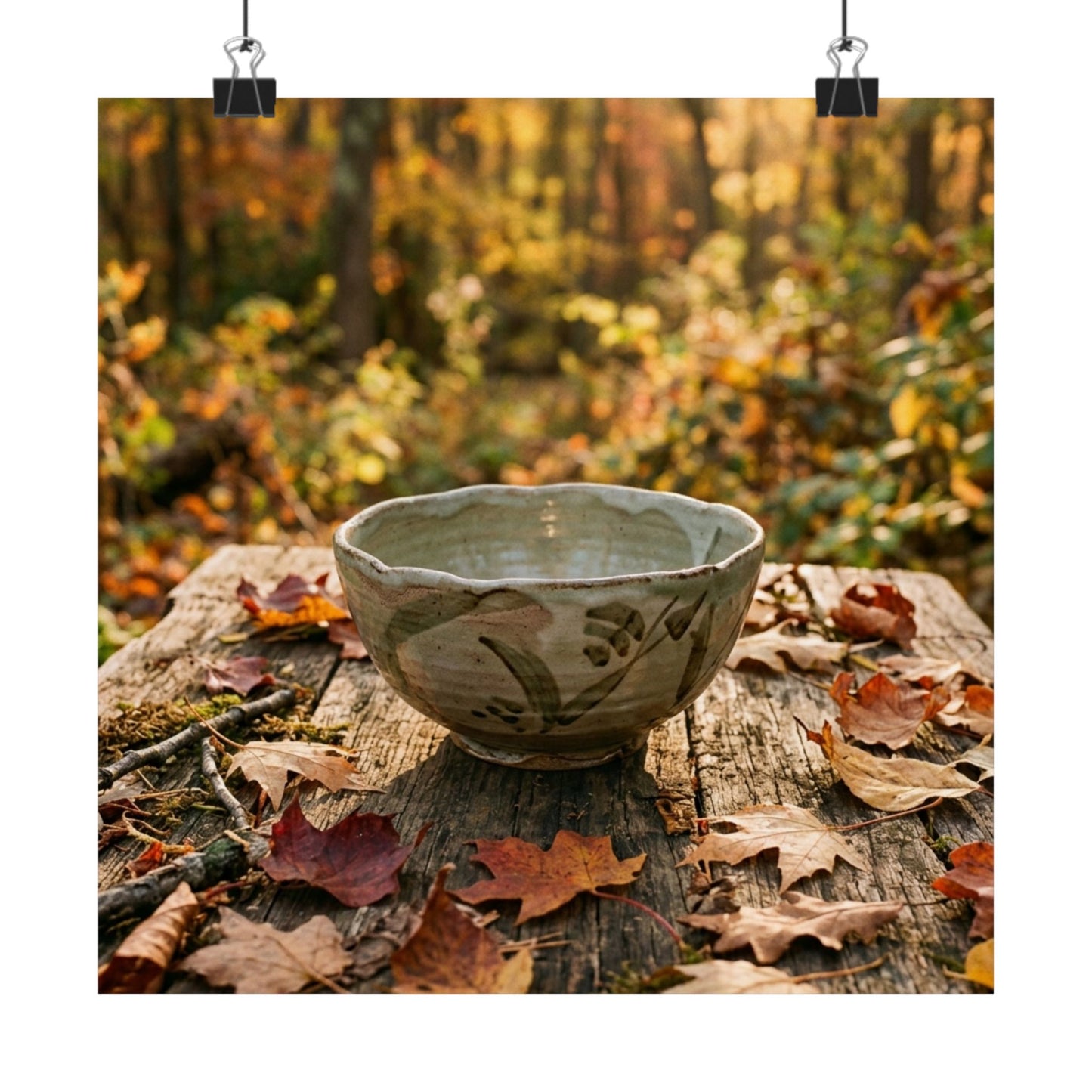 Golden Hour Ceramic Bowl Wall Art Print - Japandi Fukinsei Art Print