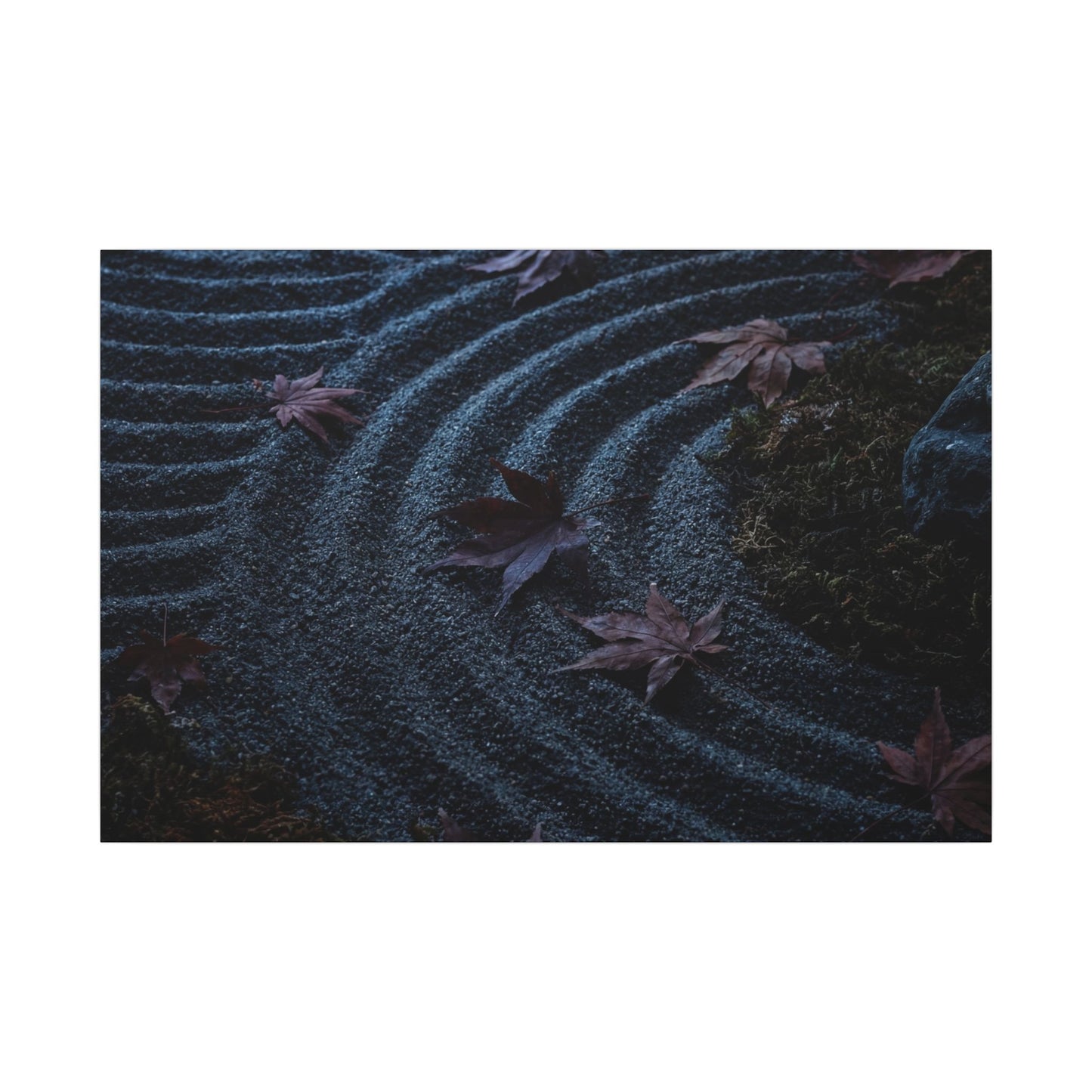 Rock Garden Canvas Art | Autumn Dark Japandi Dark Texture Art Art Print
