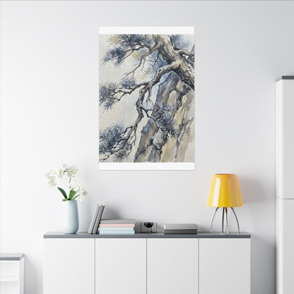Moonlight Pine Tree Canvas Art - Japandi Seijaku