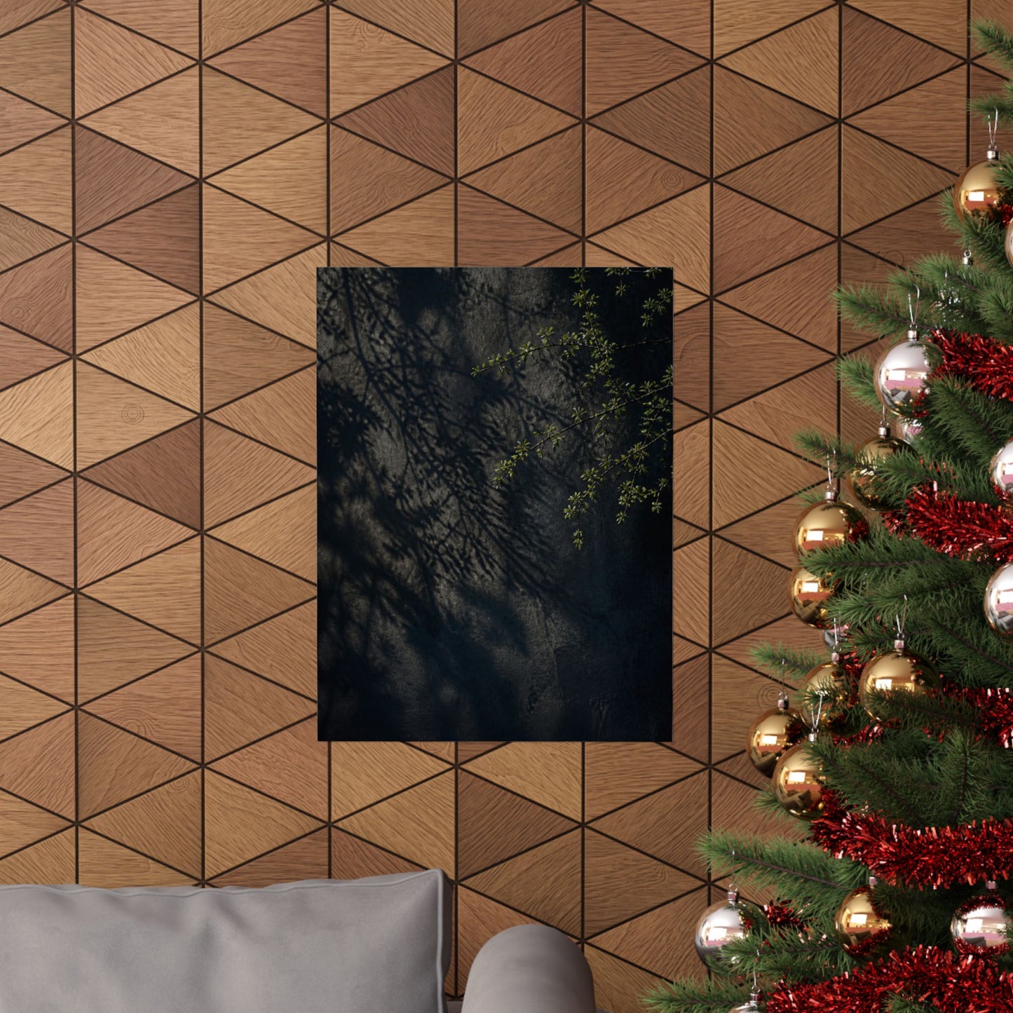 Dark Japandi Shadow Play in Overcast | Moody Minimal Wall Art Print