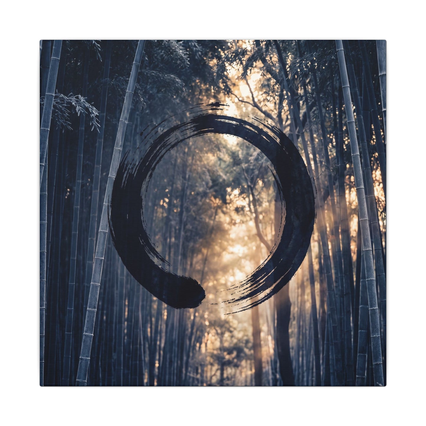 Bamboo Grove Canvas Art | Winter Zen Enso Art