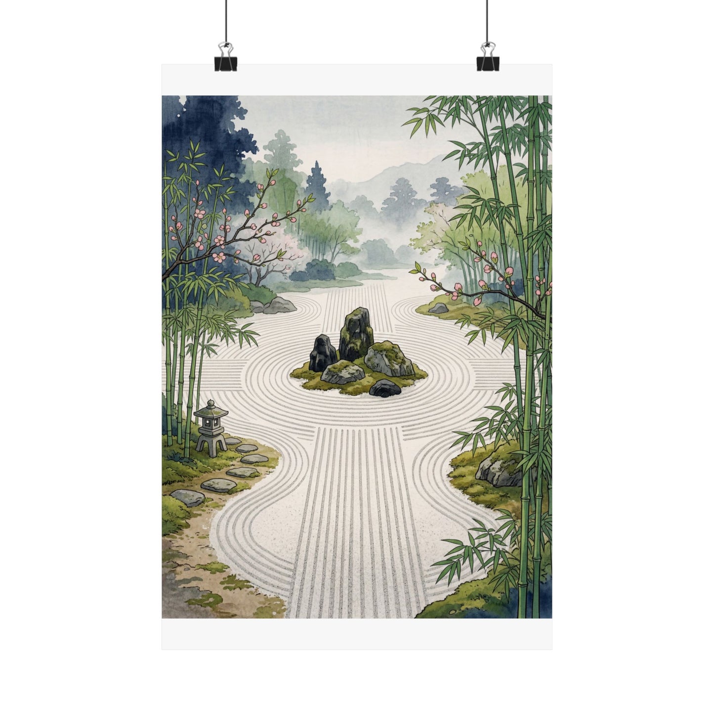 Rock Garden Spring Wall Art Print | Zen Calm Design Art Print