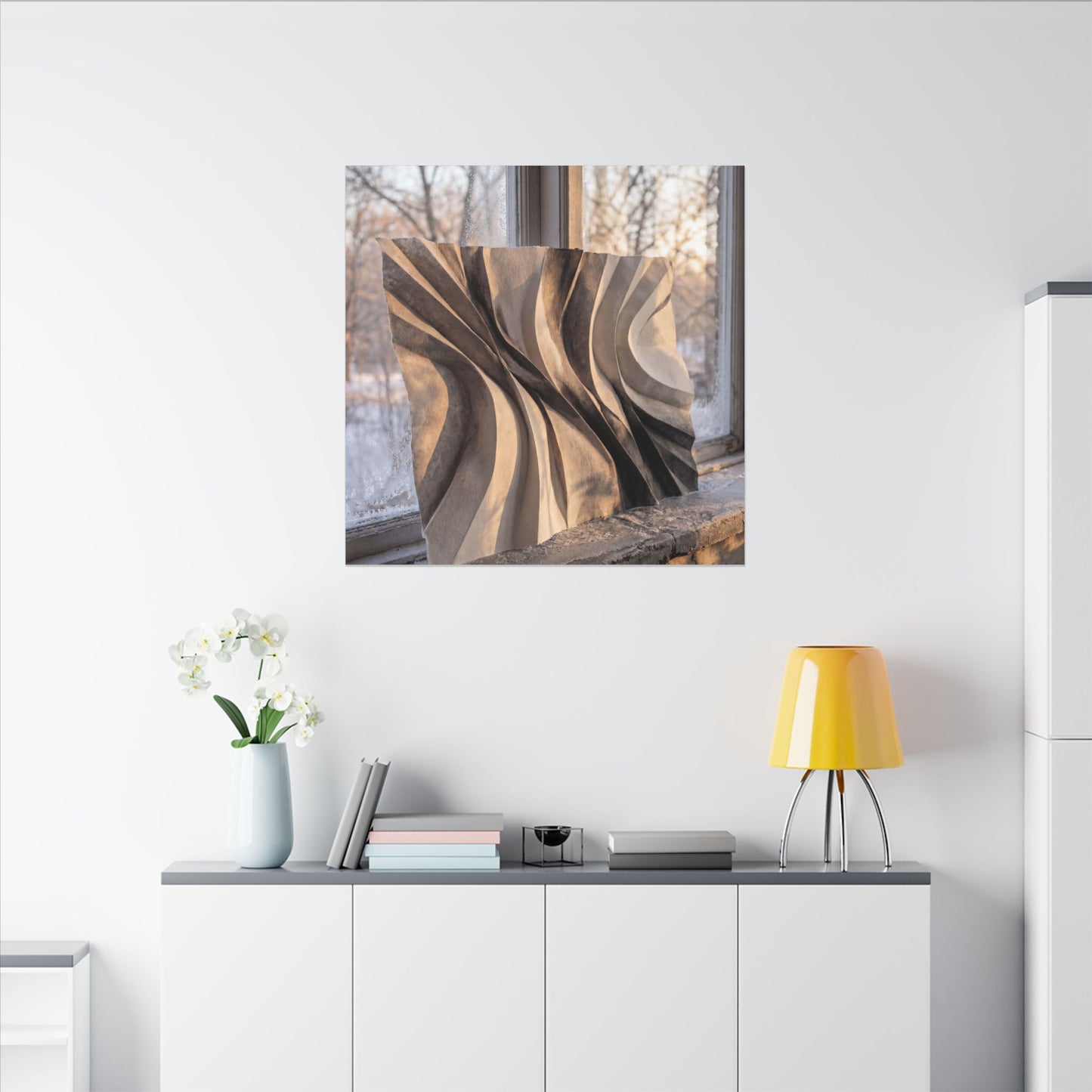 Mono No Aware Paper Fold Canvas Art - Japandi Minimal Line