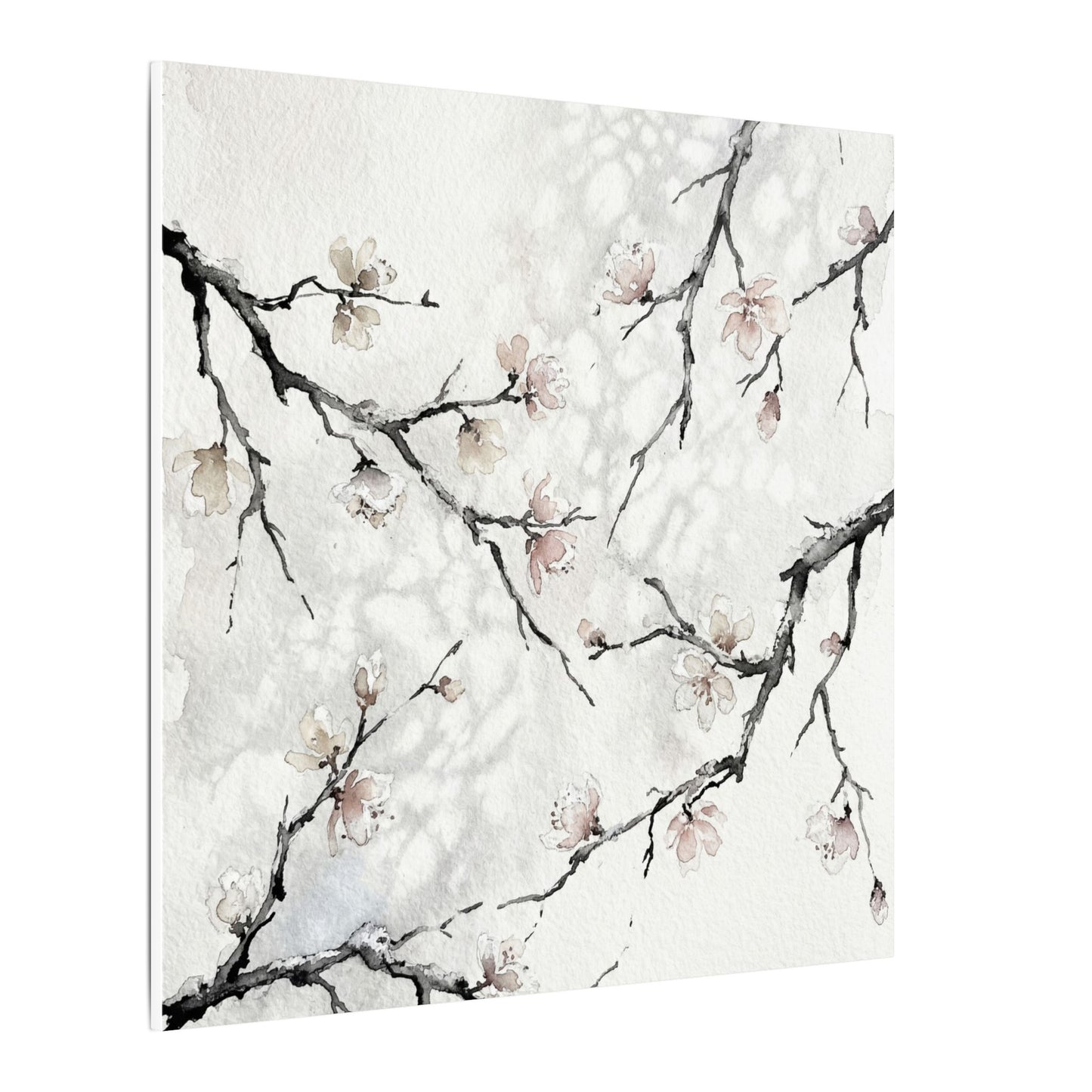 Cherry Blossom Canvas Art | Winter Japandi Watercolor Art