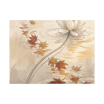 Lotus Flower Canvas Art | Autumn Japandi Minimal Line Art