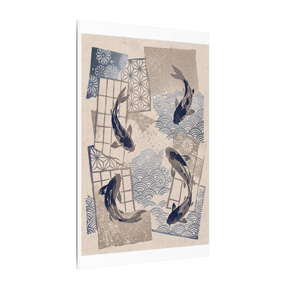 Earthy Koi Pond Canvas Art - Japanese Pattern Japandi