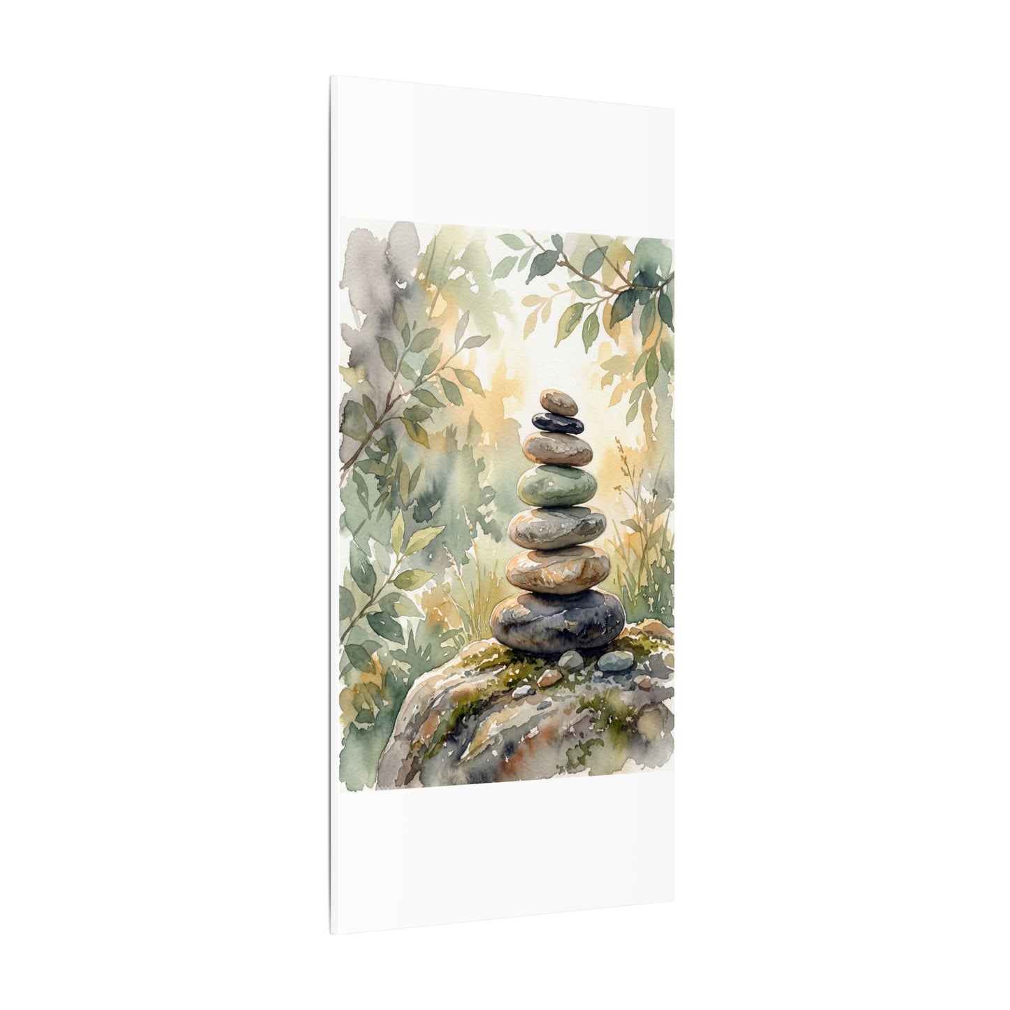 Golden Hour River Stones Canvas Art - Japandi Mono No Aware