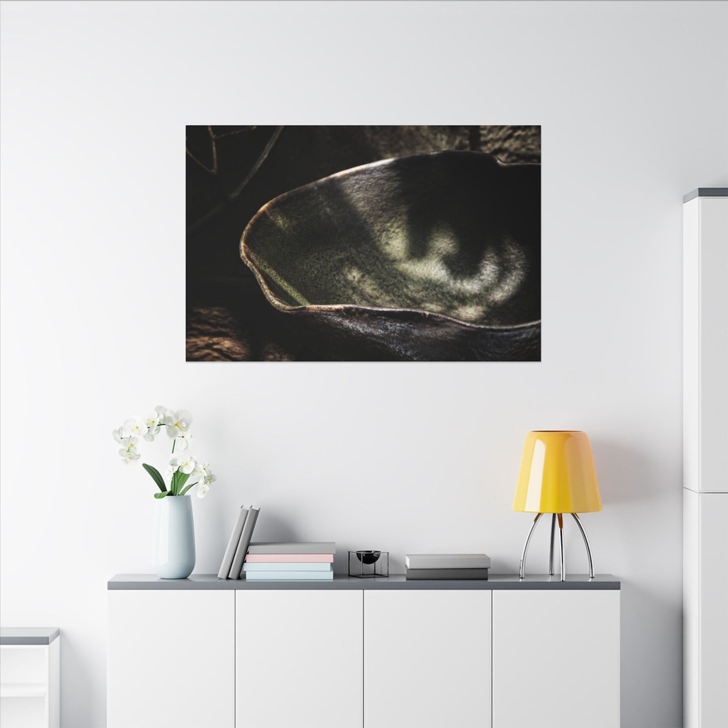 Sophisticated Ceramic Bowl Canvas Art - Dark Texture Dark Japandi