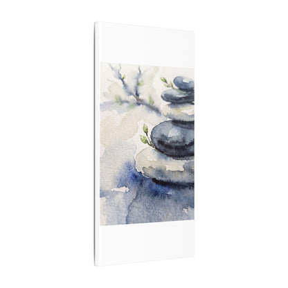 River Stones Watercolor Canvas Art | Cozy Japandi Art
