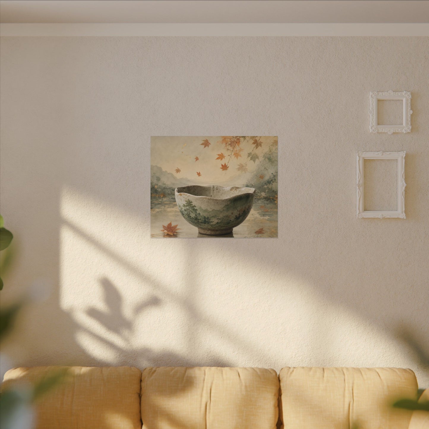 Autumn Ceramic Bowl Watercolor Canvas Art | Cozy Decor