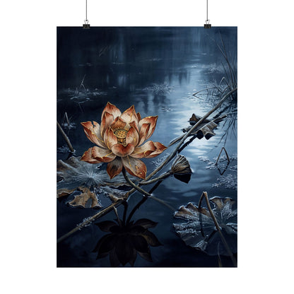 Kintsugi Lotus Flower in Moonlight | Broken Beauty Wall Art Print Art Print