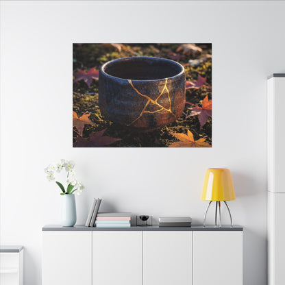 Kanso Moonlit Garden Canvas Art - Kintsugi Gold Repair
