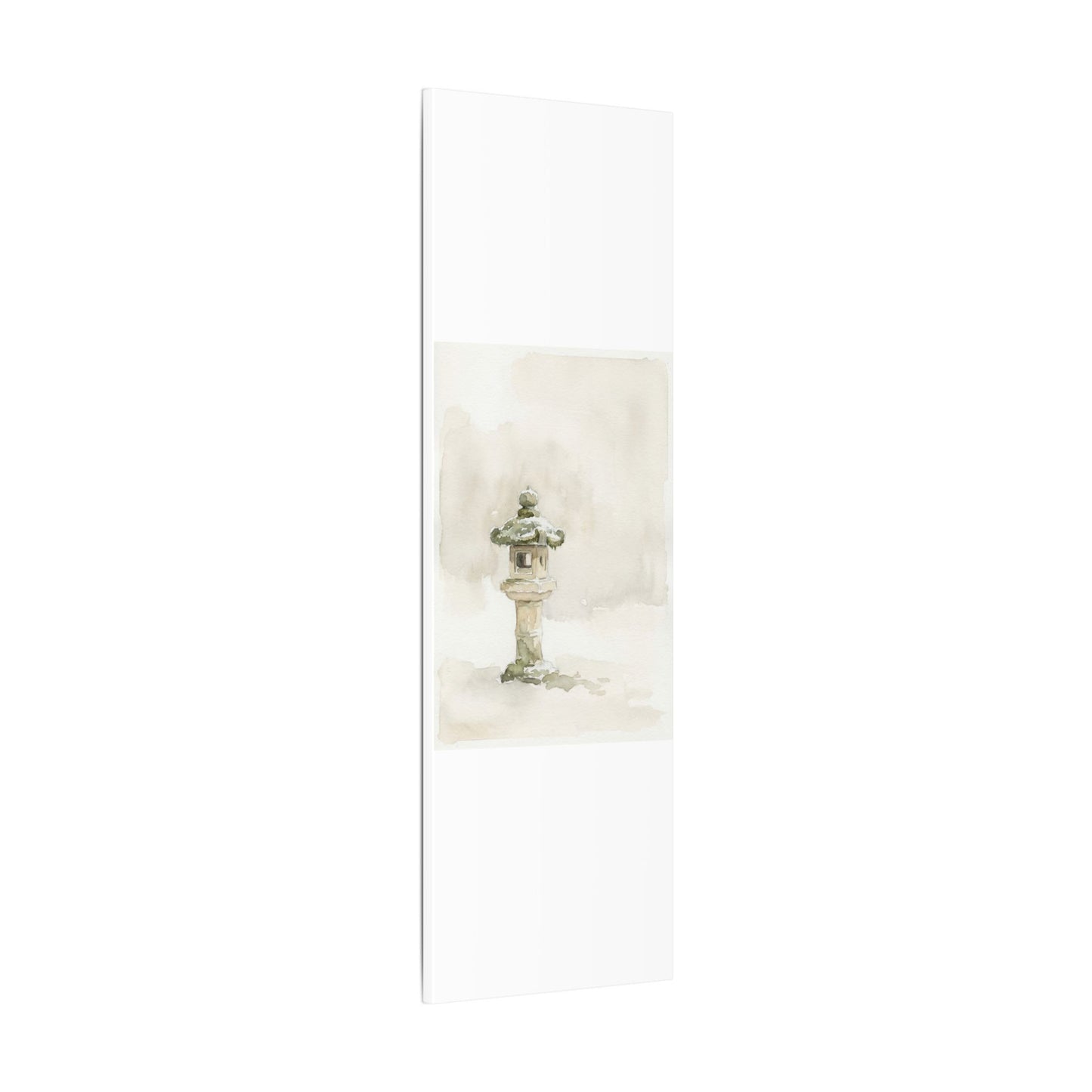 Stone Lantern Winter Canvas Art | Japandi Earthy Design