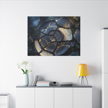 Resilient Broken Pottery Canvas Art - Gold Vein Kintsugi