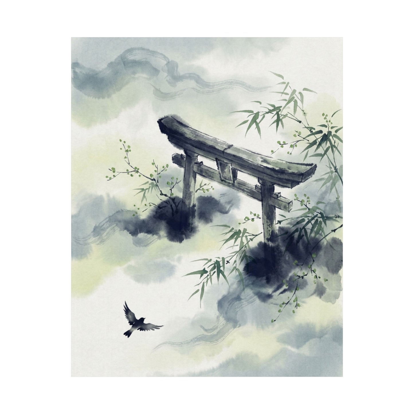 Torii Gate Spring Wall Art Print | Zen Peaceful Design