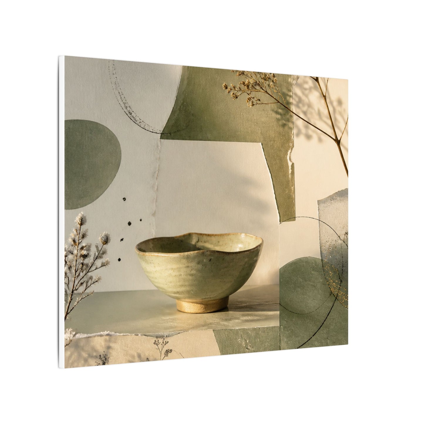 Warm Ceramic Bowl Canvas Art - Minimal Line Japandi