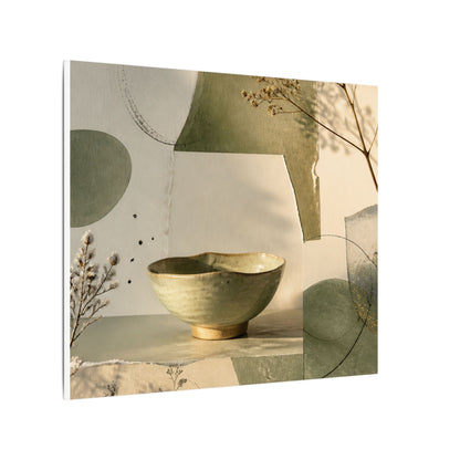 Warm Ceramic Bowl Canvas Art - Minimal Line Japandi