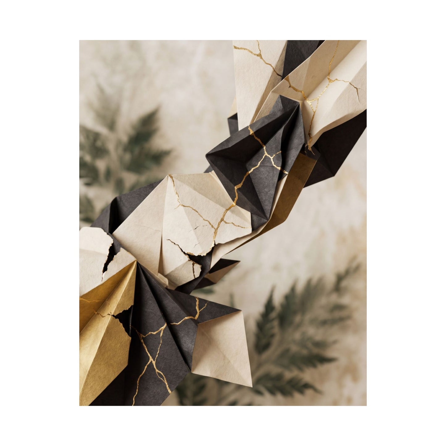 Kintsugi Paper Fold in Overcast | Broken Beauty Wall Art Print