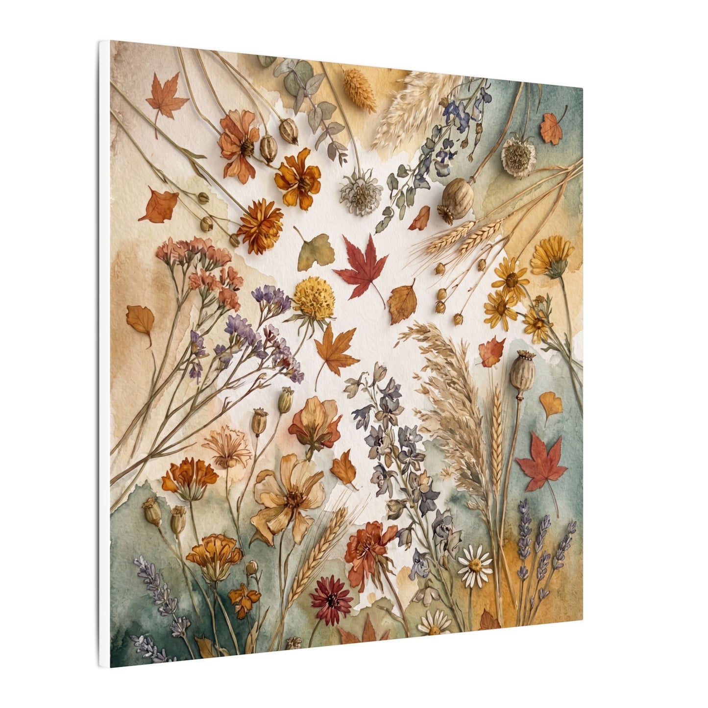Dried Flowers Canvas Art | Autumn Japandi Watercolor Art