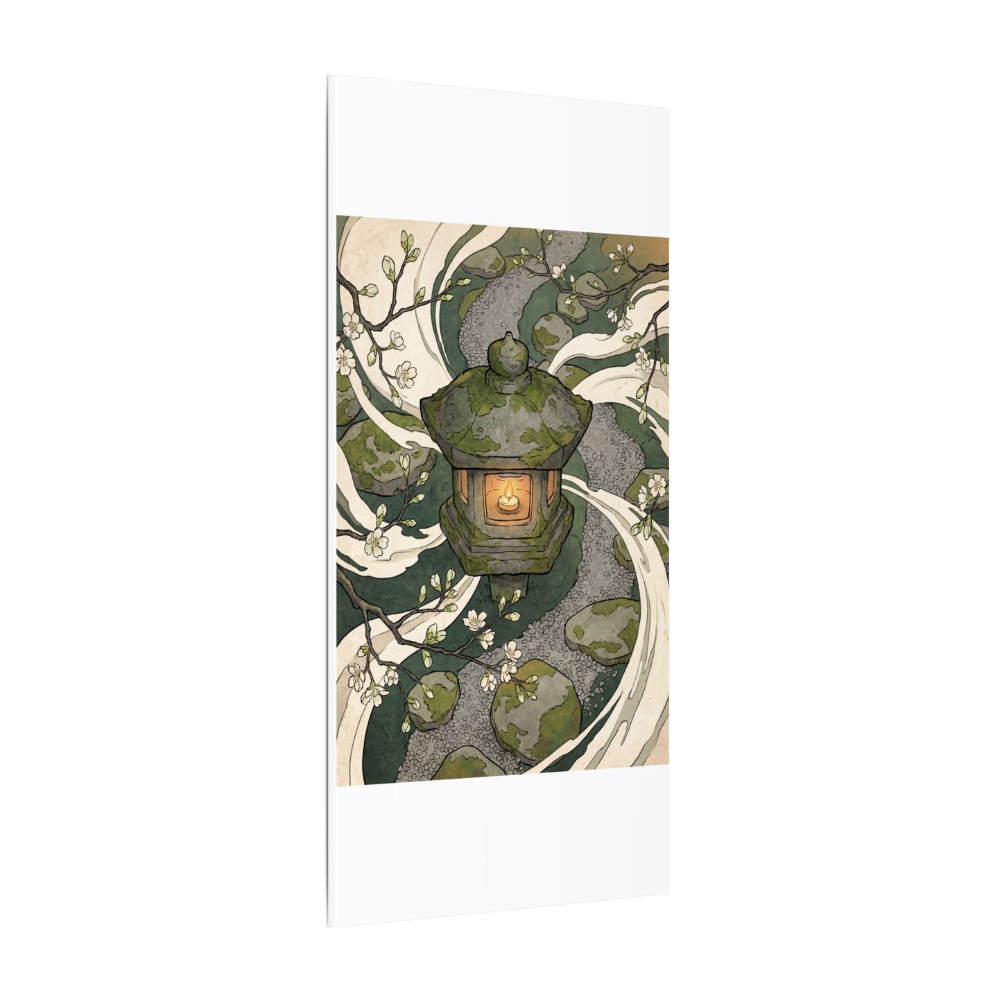 Zen Stone Lantern in Candlelight | Ukiyo E Inspired Canvas Art