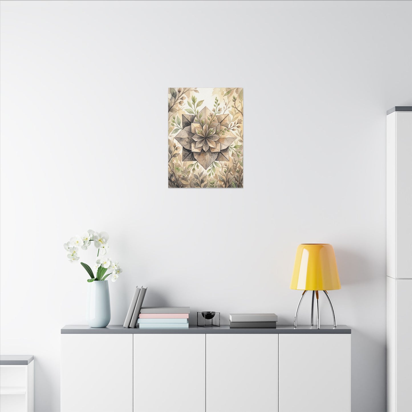 Warm Paper Fold Canvas Art - Watercolor Japandi
